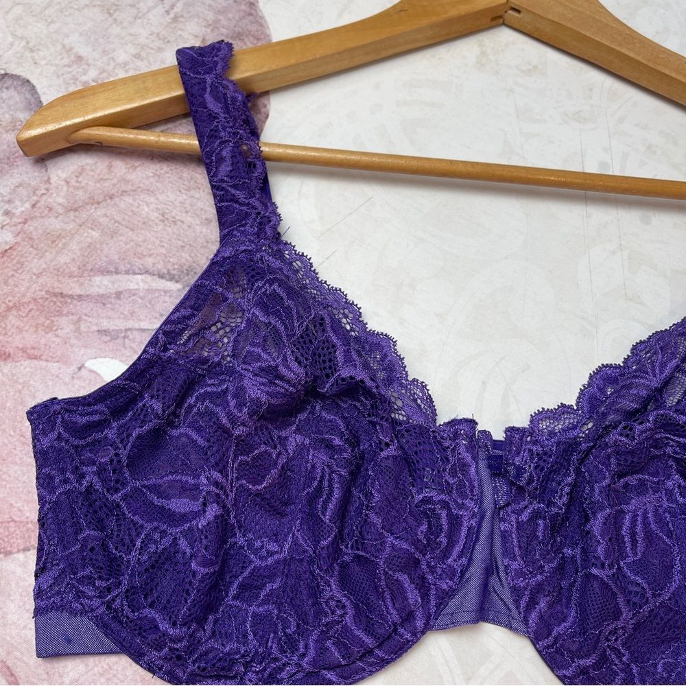 Bali Women's Lace Desire 6543 Purple Lace Bra Size 36DD - Picture 2 of 9